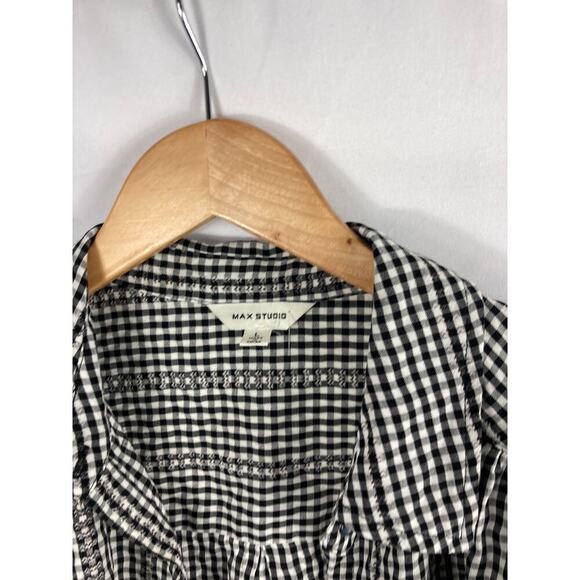 Max Studio Gingham Button Down Shirt Size Large - Picture 4 of 6